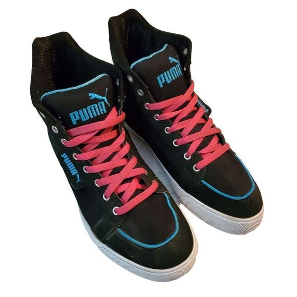 Puma Hooper High Tops Sneakers. Black/Teal/Pink. Size 11 - Picture 2 of 12